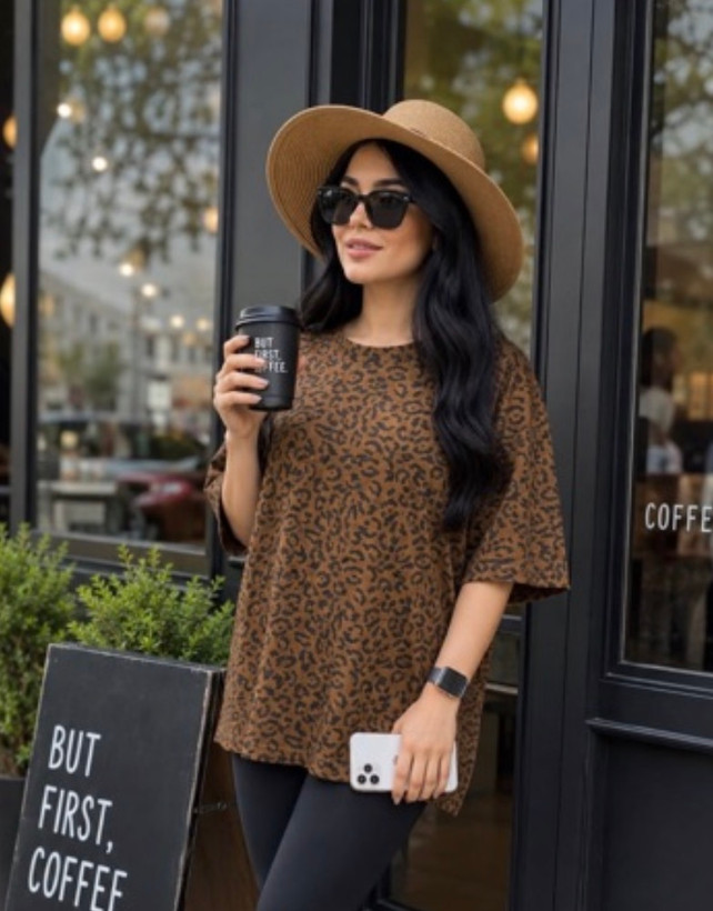 تیشرت باکسی پلنگی قواره دار🐆